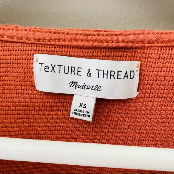 Madewell Textured Front Tie Shirt Rust Orange Sz XS - Picture 4 of 8
